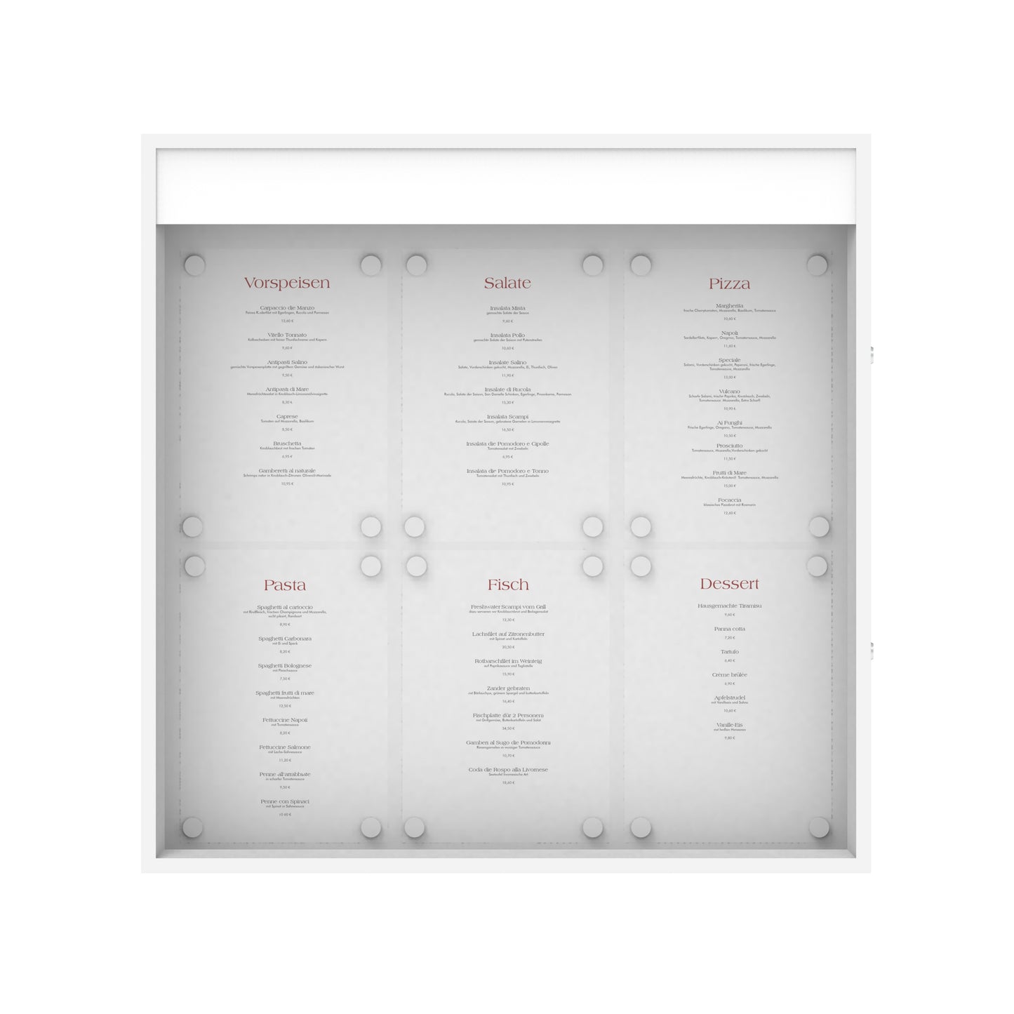 Speisekartenkasten "Bistro" 6xA4