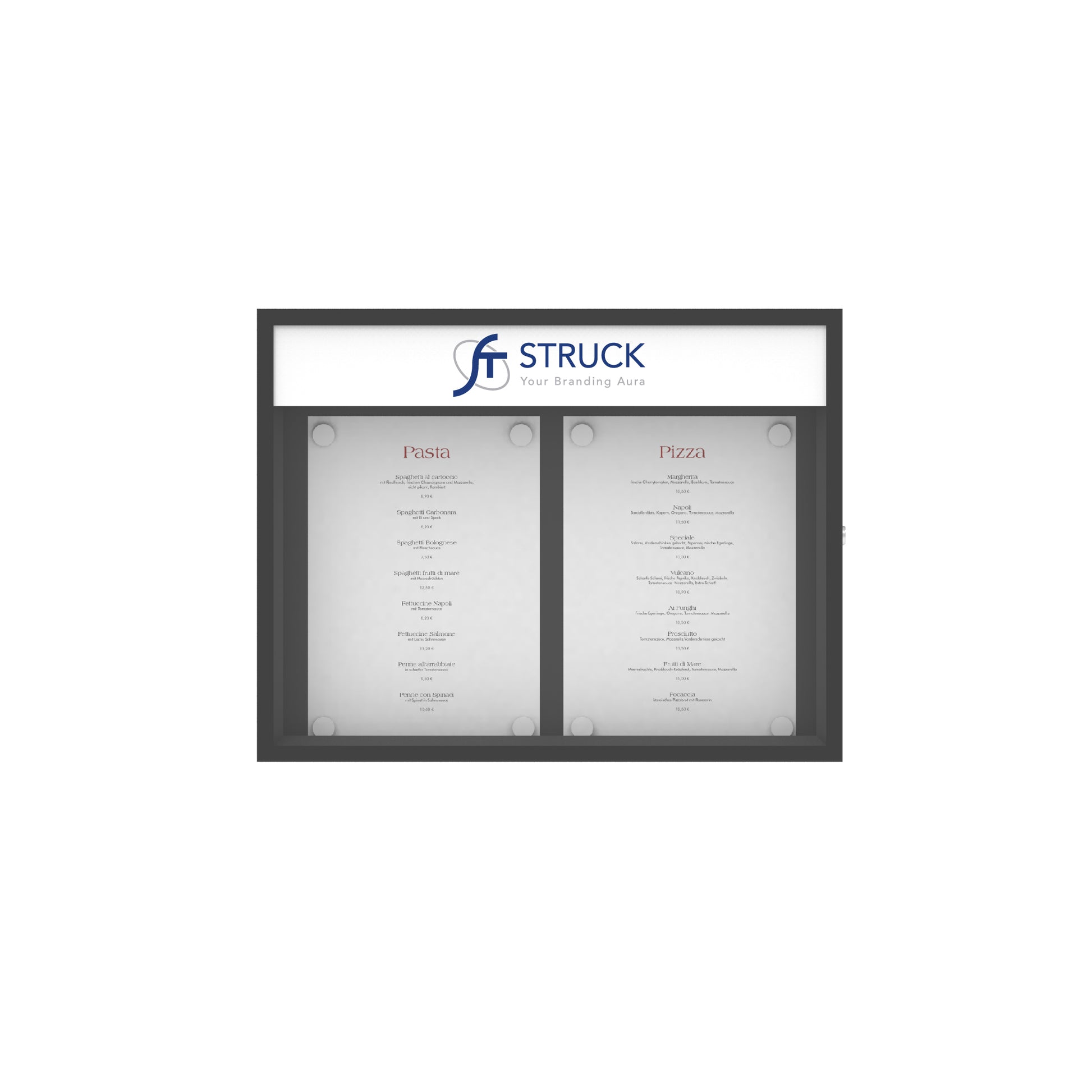 Digitaldruck für Speisekartenkasten / Schaukasten - Struck Lichtwerbung Shop