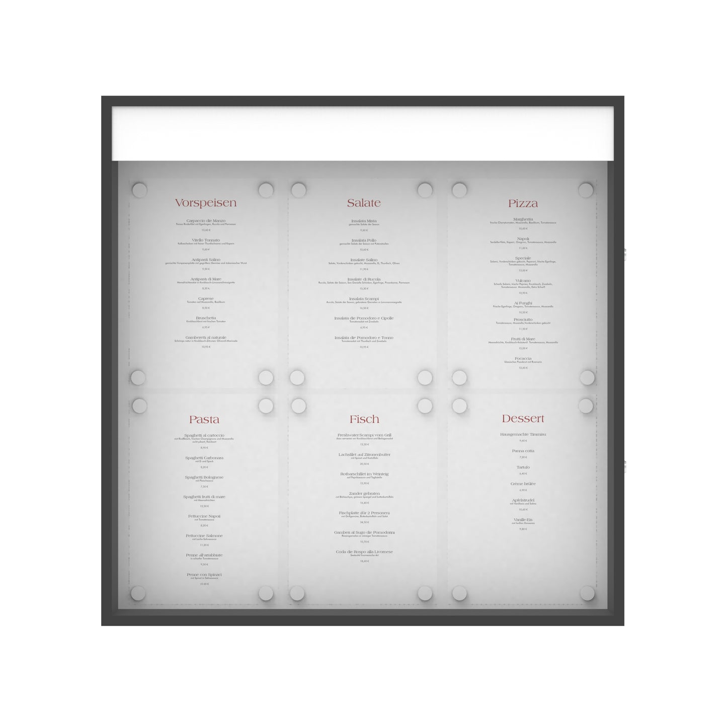 Speisekartenkasten "Bistro" 6xA4
