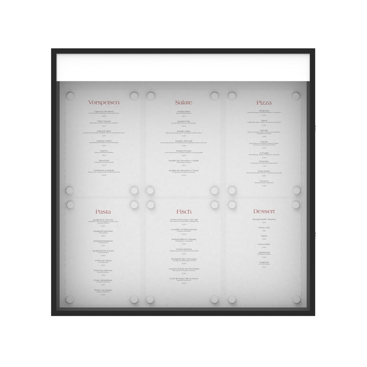 Speisekartenkasten "Bistro" 6xA4